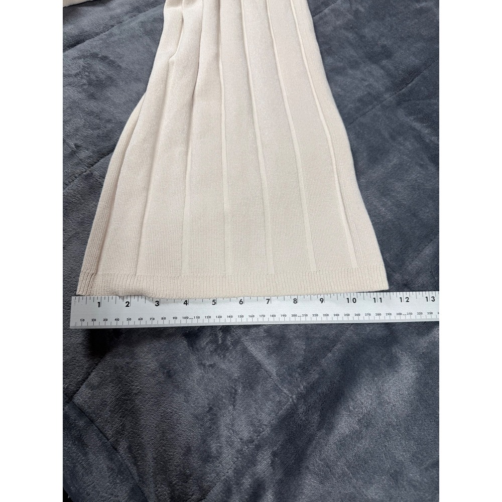 HM Womens Ribbed Knit Wide Leg‎ Pants Beige High Rise XL New 0988727 3 - Picture 12 of 16